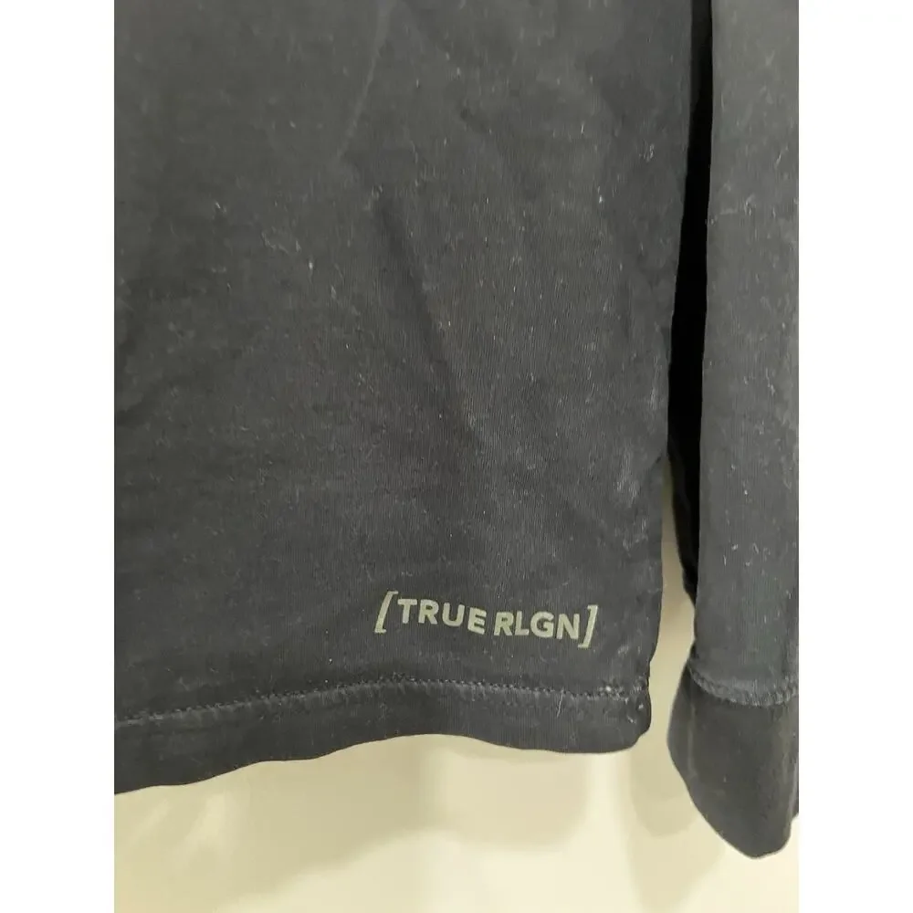 True Religion World Tour T-Shirt Green/Black color block Long Sleeve Men's -L